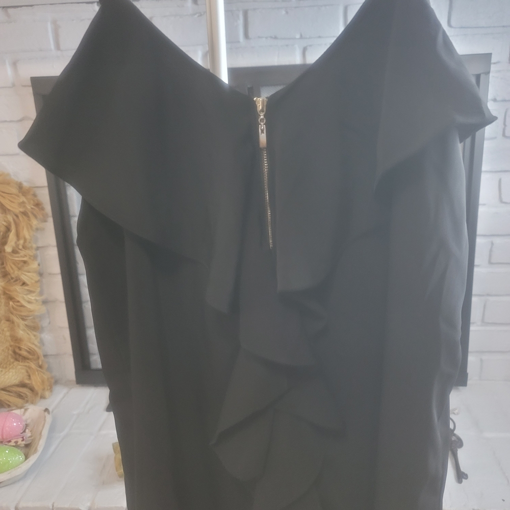 Alt.b Black Asymmetrical Ruffle Dress - Picture 3 of 9